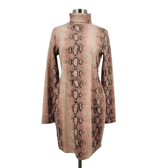 O'Dolly Dearest Snake Print Long Sleeve Bodycon Minidress In Multi Size L‎ NWT - Picture 1 of 11